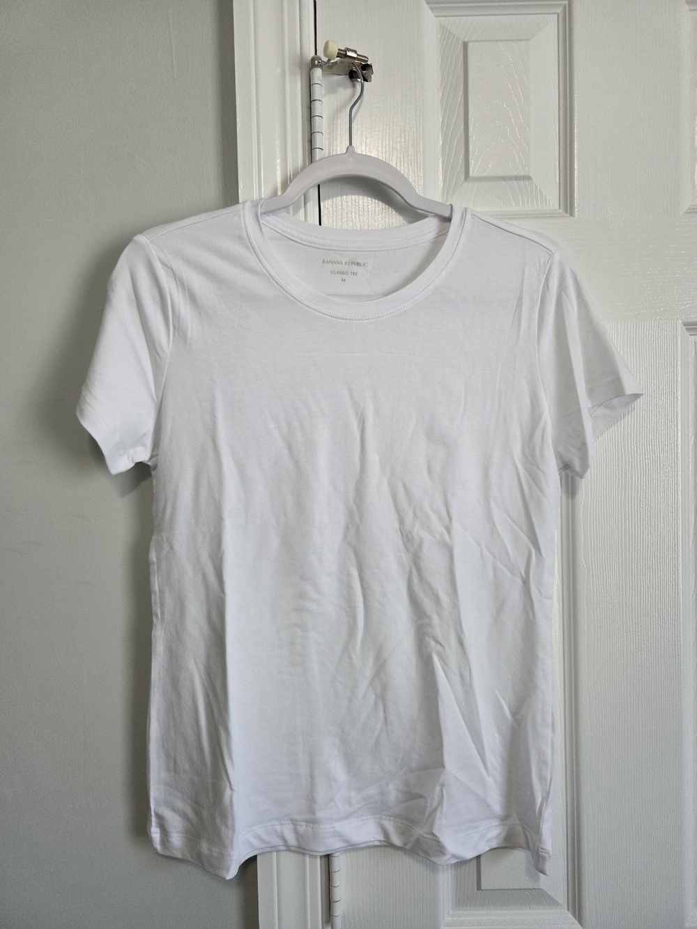 Banana Republic White Stretchy Cotton T‑Shirt